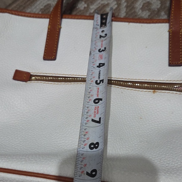 Dooney & Bourke White and Brown Leather Tote Bag - Picture 14 of 14
